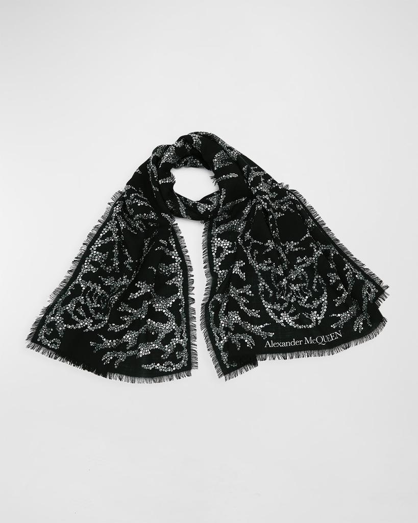 商品Alexander McQueen|Embellished Spine & Skulls Wool Scarf,价格¥3270,第1张图片