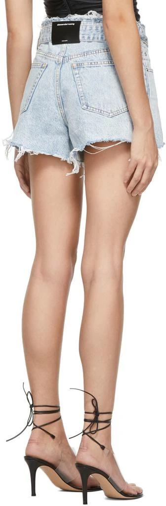 商品Alexander Wang|Blue Frayed Bite Denim Shorts,价格¥863,第3张图片详细描述