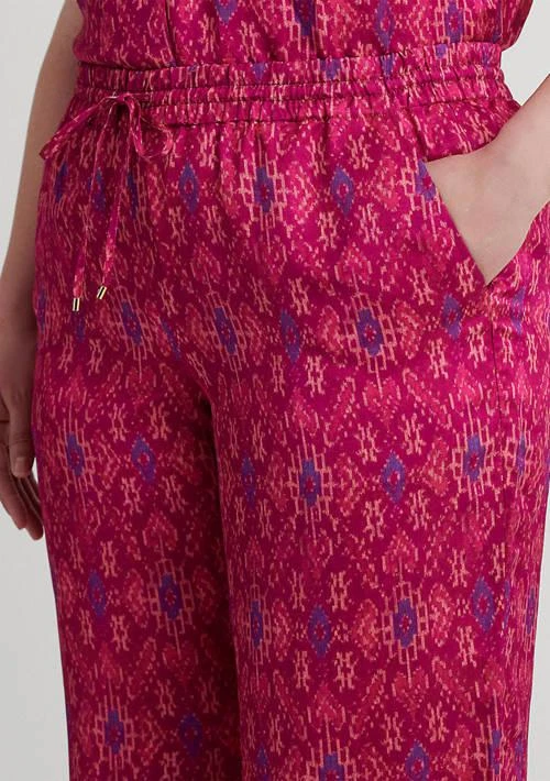 商品Ralph Lauren|Ralph Lauren Plus Size Geo Print Satin Shantung Wide Leg Pants,价格¥521,第3张图片详细描述