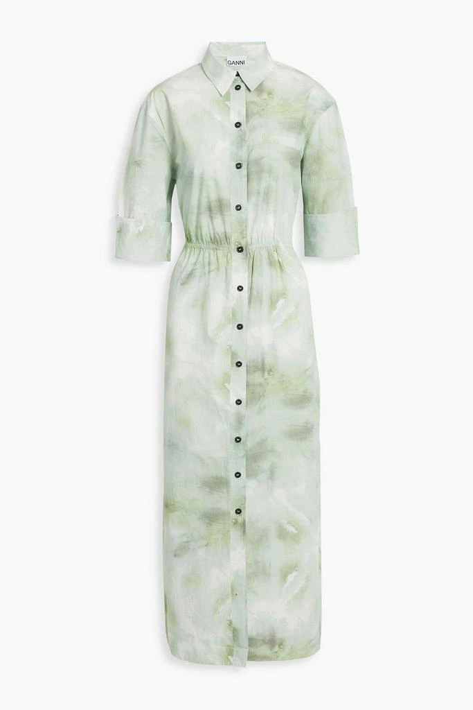 商品Ganni|Tie-dyed organic cotton-poplin maxi shirt dress,价格¥1110,第1张图片