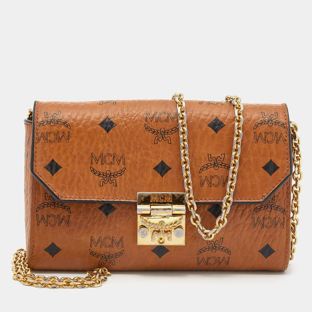 商品[二手商品] MCM|MCM Cognac Visetos Coated Canvas Patricia Wallet on Chain,价格¥1394,第1张图片