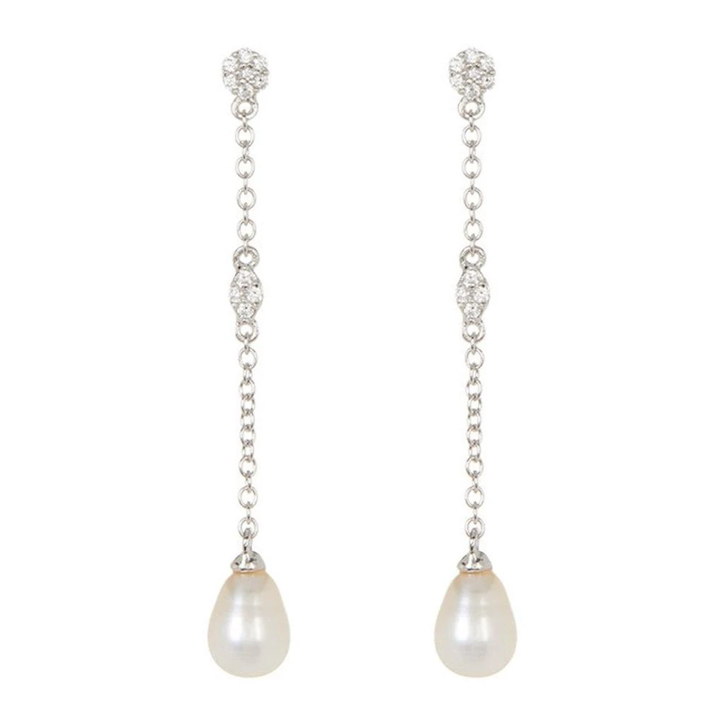 商品ADORNIA|Adornia Freshwater Pearl and Crystal Drop Earrings silver,价格¥269,第1张图片