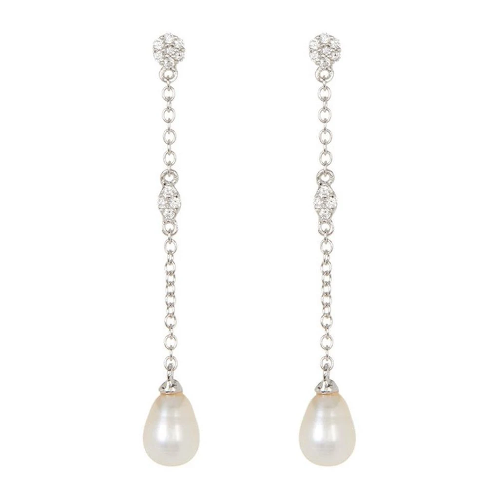 商品ADORNIA|Freshwater Pearl and Crystal Drop Earrings silver,价格¥469,第1张图片