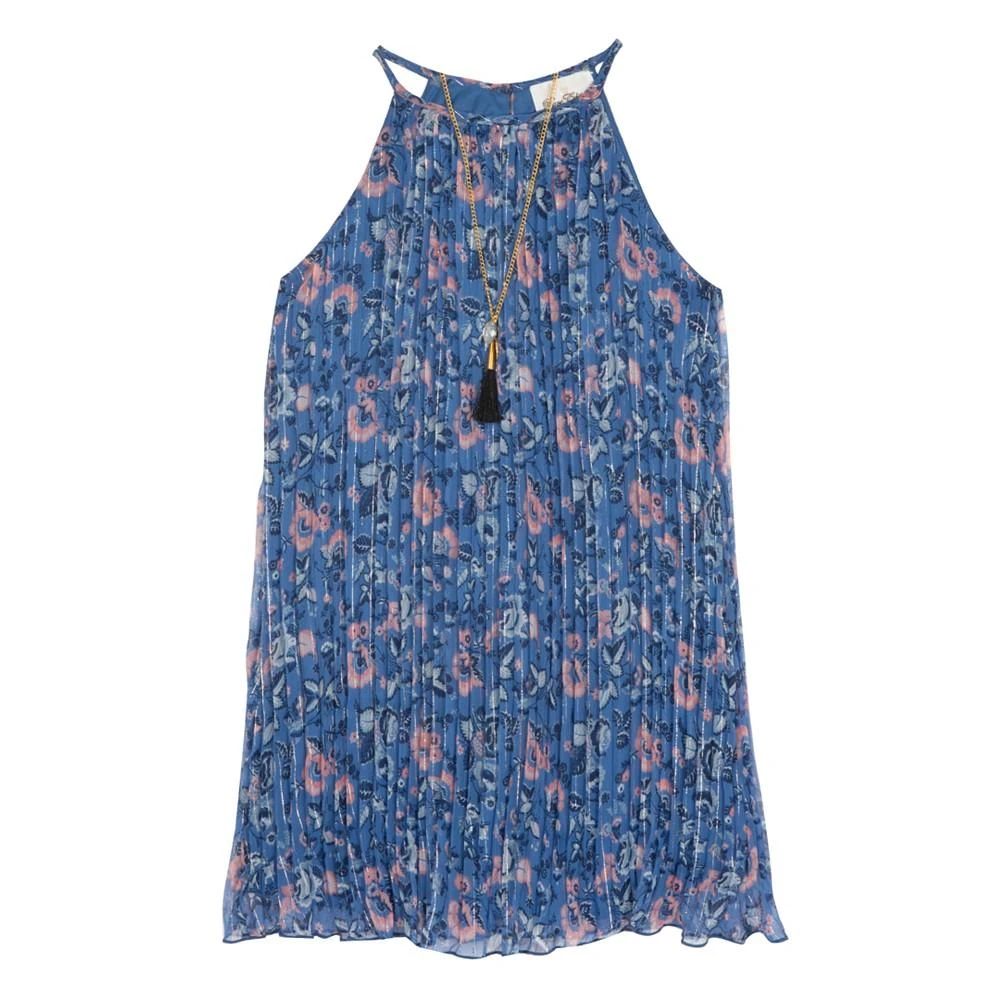 商品Rare Editions|Big Girls Pleated Floral Chiffon Dress and Denim Vest, 2 Piece Set,价格¥324,第2张图片详细描述