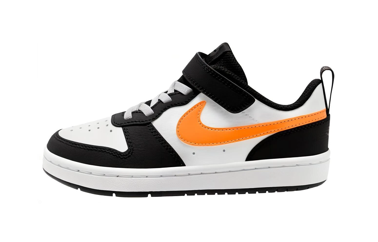 商品[国内直发] NIKE|Court Borough Low 2 舒适运动魔术贴 防滑减震耐磨 低帮 板鞋 黑白橙 中小童,价格¥240,第1张图片