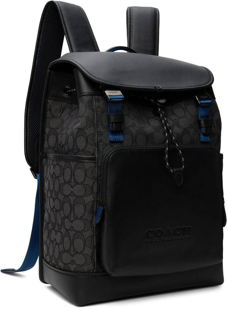 商品Coach|Black & Gray League Flap Backpack,价格¥3207,第2张图片详细描述