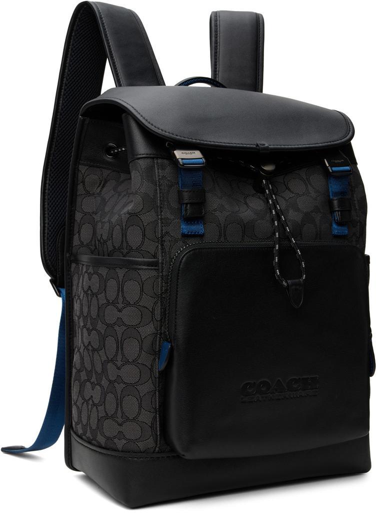 商品Coach|Black & Gray League Flap Backpack,价格¥4800,第4张图片详细描述