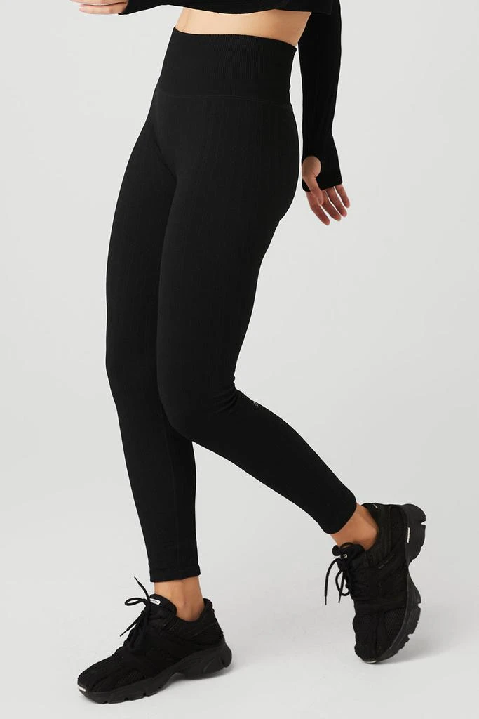 商品Alo|Seamless Cable Knit High-Waist Legging - Black,价格¥646,第3张图片详细描述