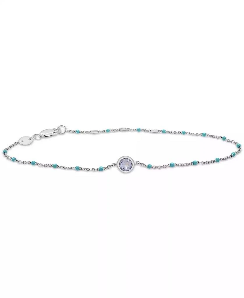 Aquamarine (1/5 ct. t.w.) & Enamel Bead Link Bracelet in Sterling Silver (Also in Additional Gemstones) 商品