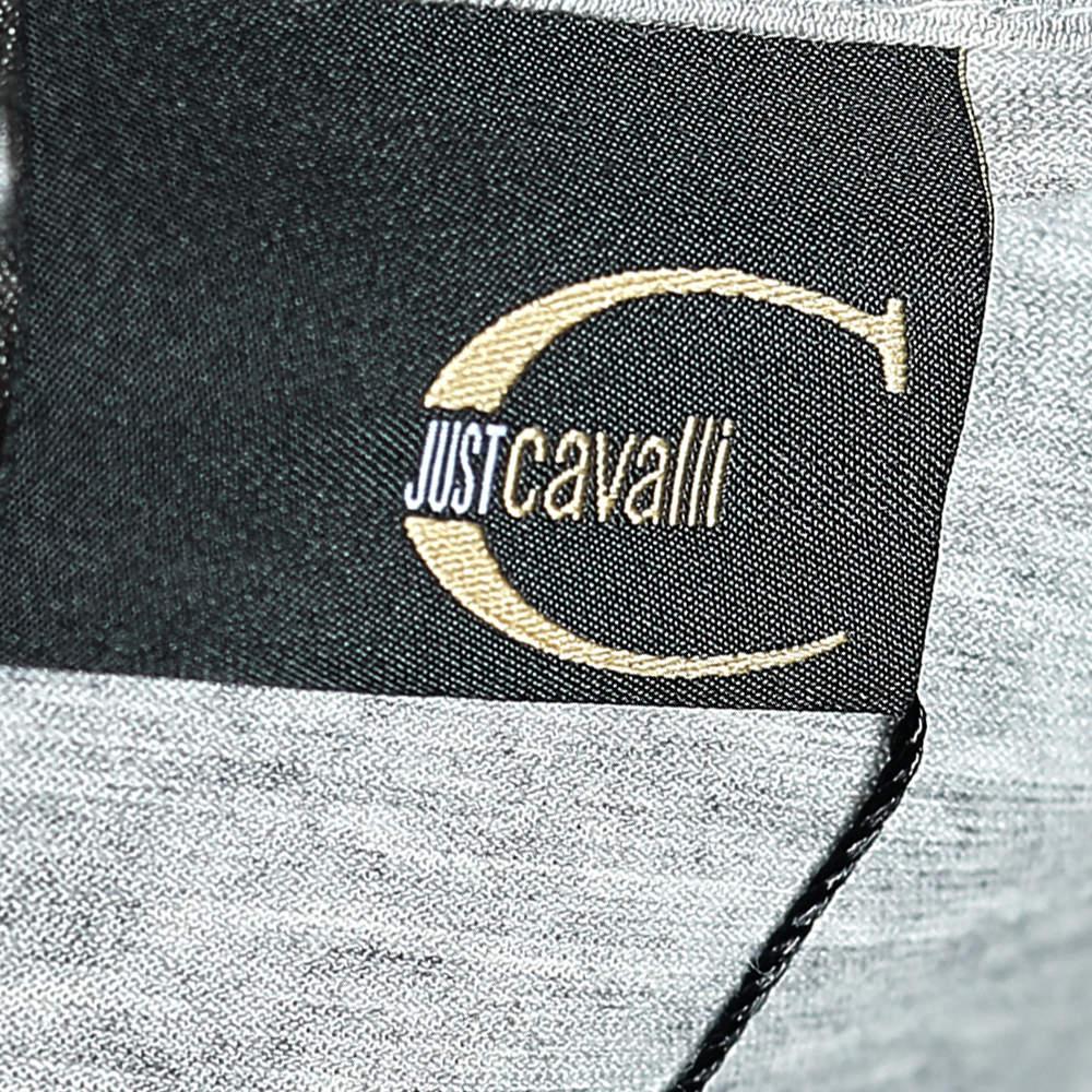 Just Cavalli Grey Cotton Embroidered Detailed Long Sleeve T-Shirt M商品第5张图片规格展示