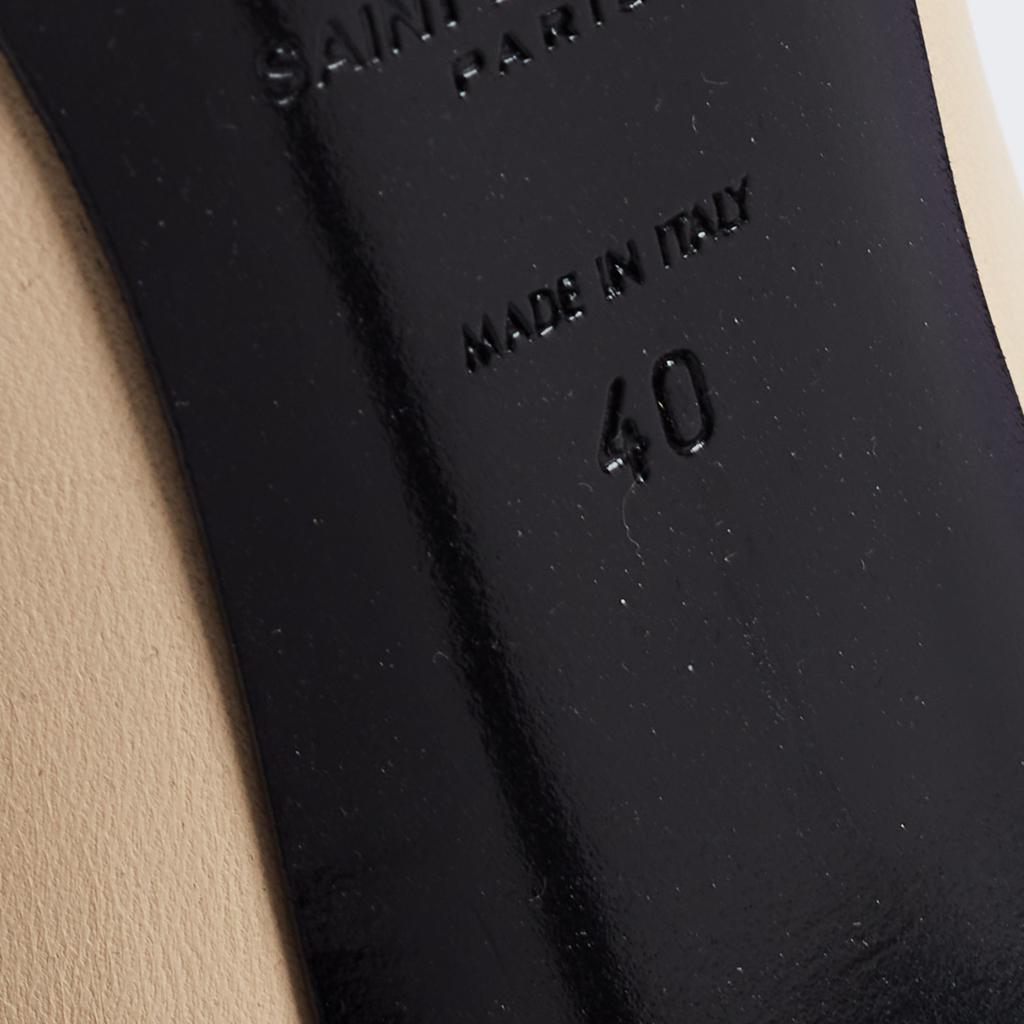 Saint Laurent Beige/Black Leather Pointed Toe Pumps Size 40商品第8张图片规格展示