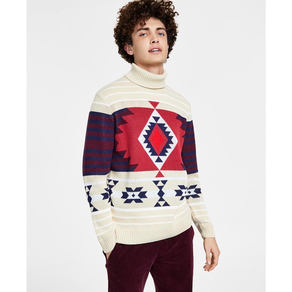 Men's Chunky Fair Isle Turtleneck Pullover Sweater, Created for Macy's商品第4张图片规格展示