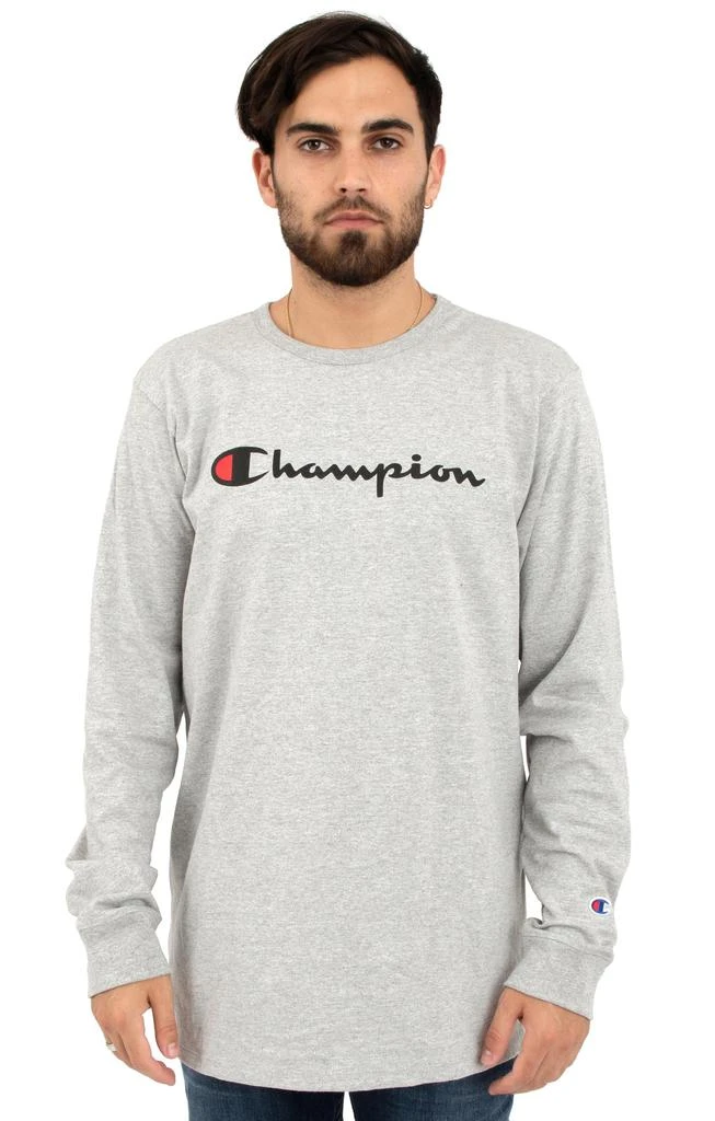 商品CHAMPION|Heritage Script L/S Shirt - Oxford Grey/Black,价格¥55,第1张图片