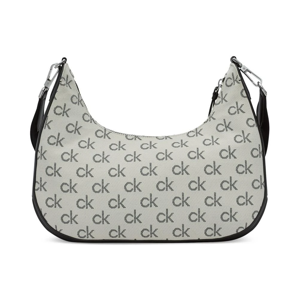 商品Calvin Klein|Clay Large Top Zipper Denim Jacquard Signature Convertible Crossbody Bag,价格¥473,第4张图片详细描述