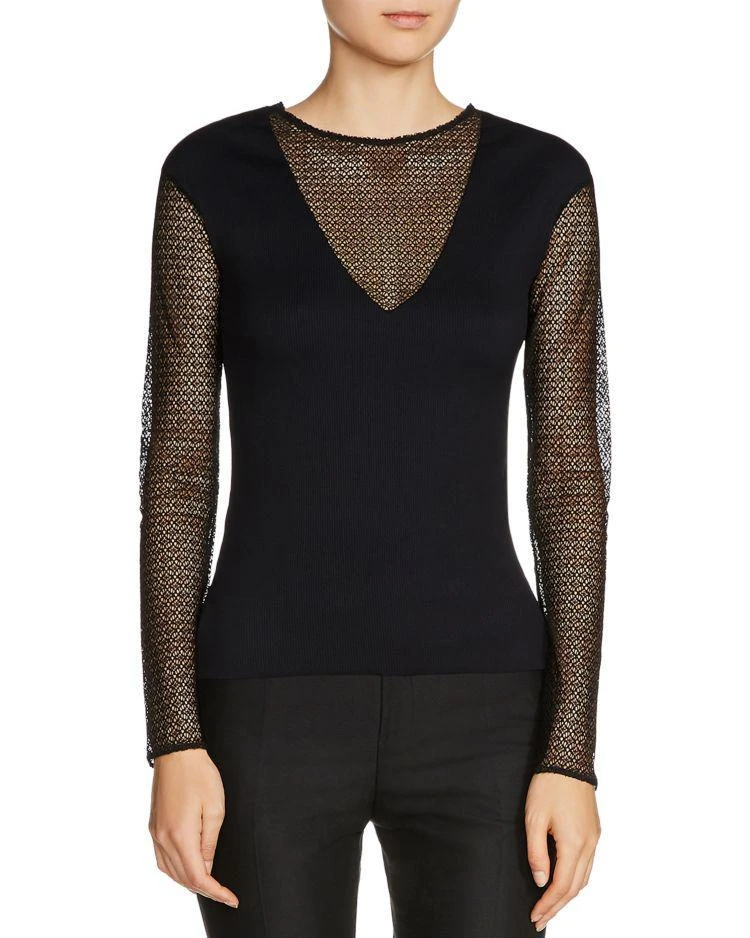 商品Maje|Lysea Mixed Media Top,价格¥815,第1张图片