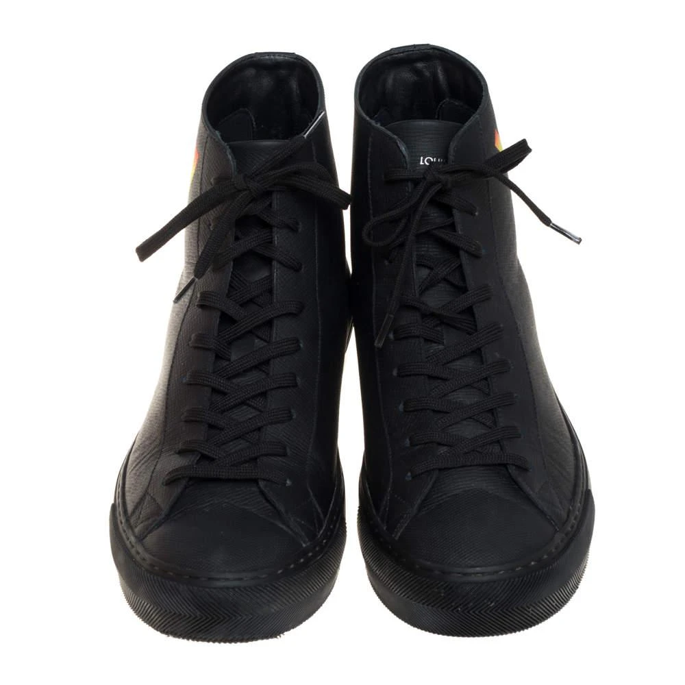 商品[二手商品] Louis Vuitton|Louis Vuitton Black Leather Tattoo High Top Sneakers Size 42,价格¥3826,第3张图片详细描述