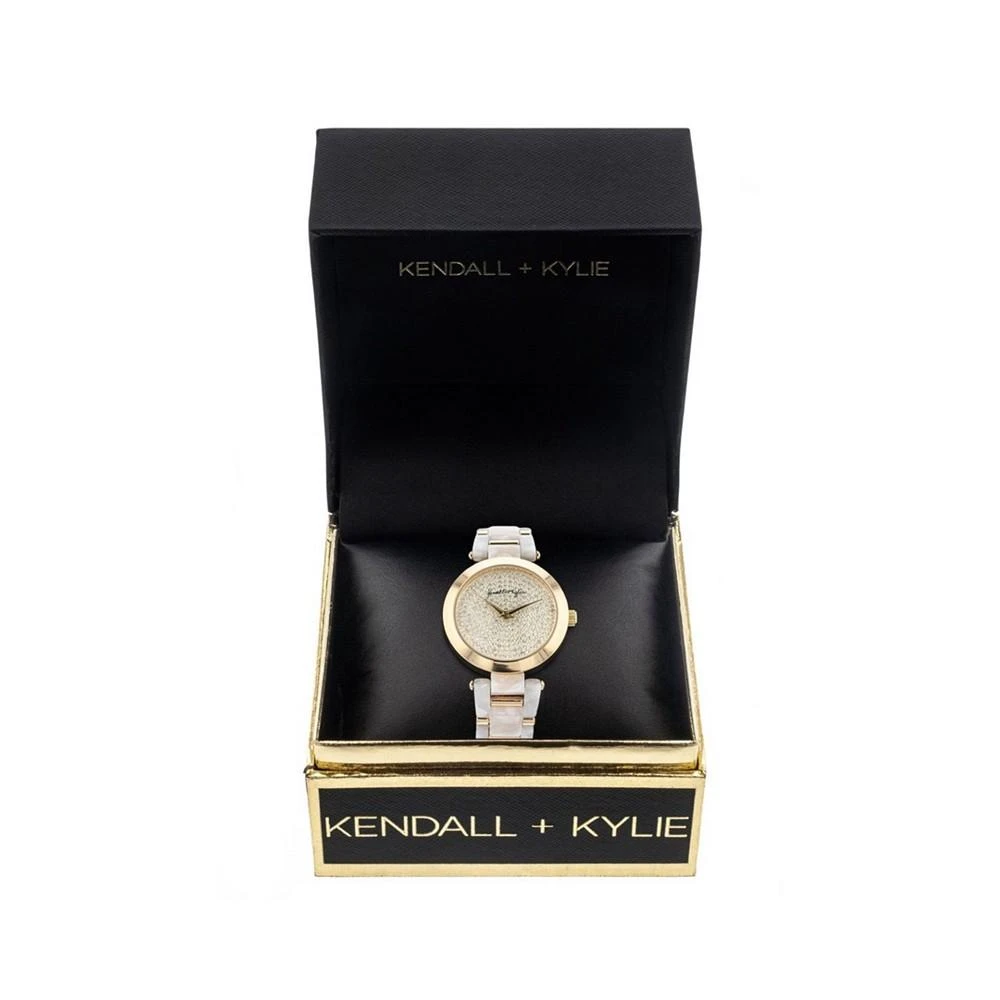 商品KENDALL & KYLIE|Women's Mother Of Pearl Link with Gold Tone Accents Stainless Steel Strap Analog Watch,价格¥225,第2张图片详细描述