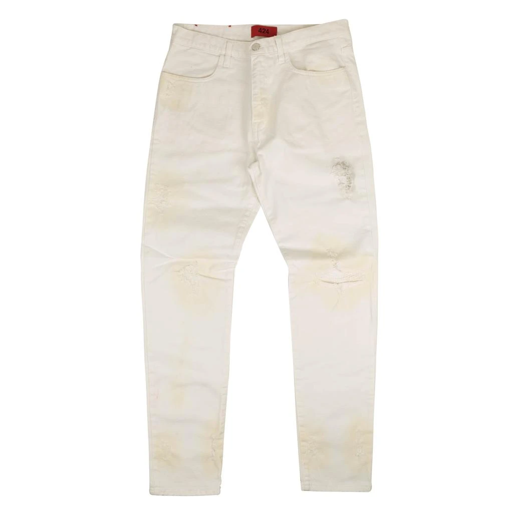 商品424 ON FAIRFAX|424 On Fairfax Distressed Jeans - White,价格¥356,第1张图片