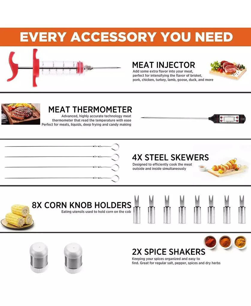 商品Commercial Chef|Premium 25 Piece Stainless Steel Barbeque Grill Tool Set with Aluminum Hard Case,价格¥358,第3张图片详细描述