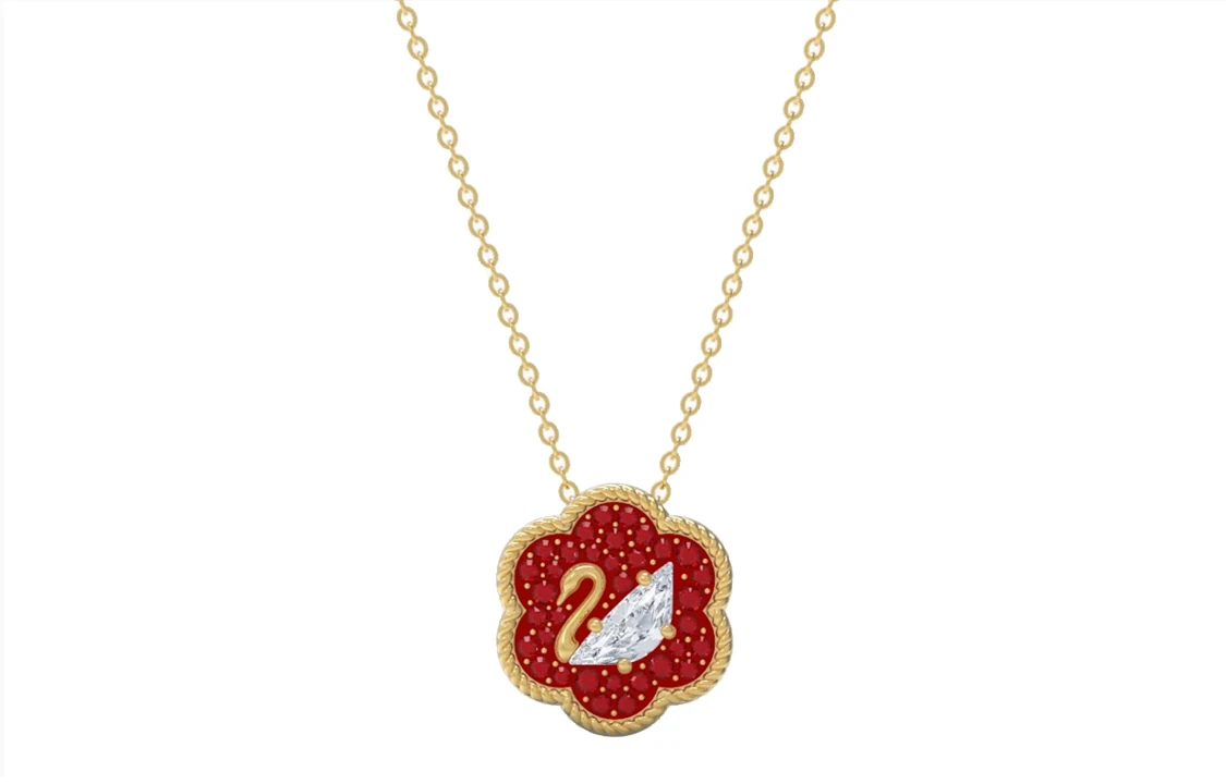 商品[国内直发] Swarovski|施华洛世奇 FLOWER OF FORTUNE 天鹅项链 女款 红色,价格¥798,第1张图片