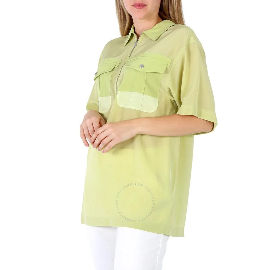 商品Burberry|Ladies Mist Green Ilona Zip-front Silk Bowling Shirt,价格¥687,第3张图片详细描述