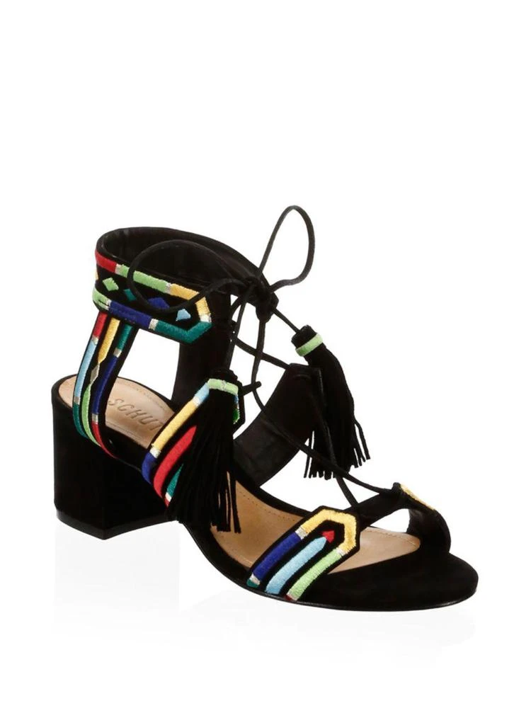 商品Schutz|Liessel Embroidered Leather Sandals,价格¥660,第1张图片