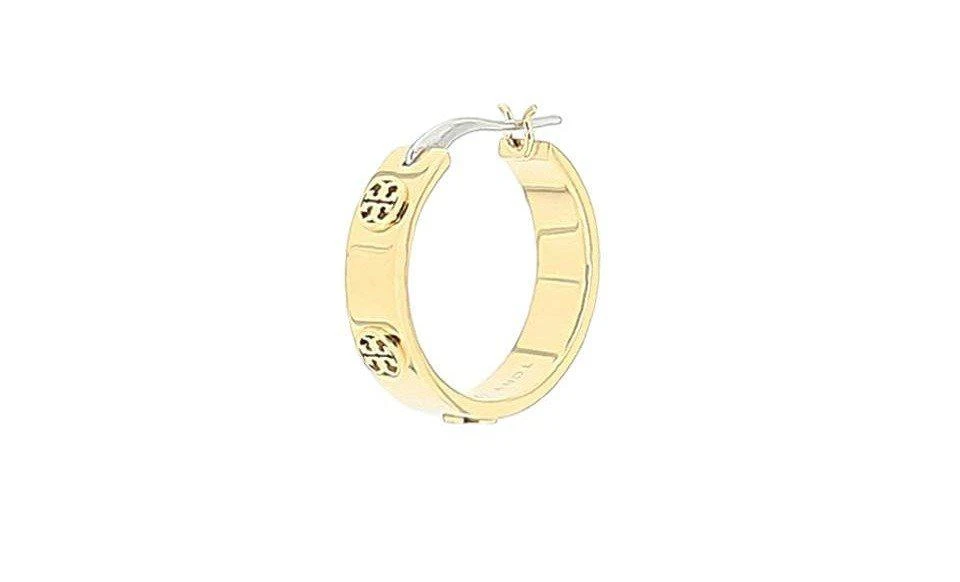 商品Tory Burch|Tory Burch Miller Double T Stud Hoop Earrings,价格¥879,第3张图片详细描述