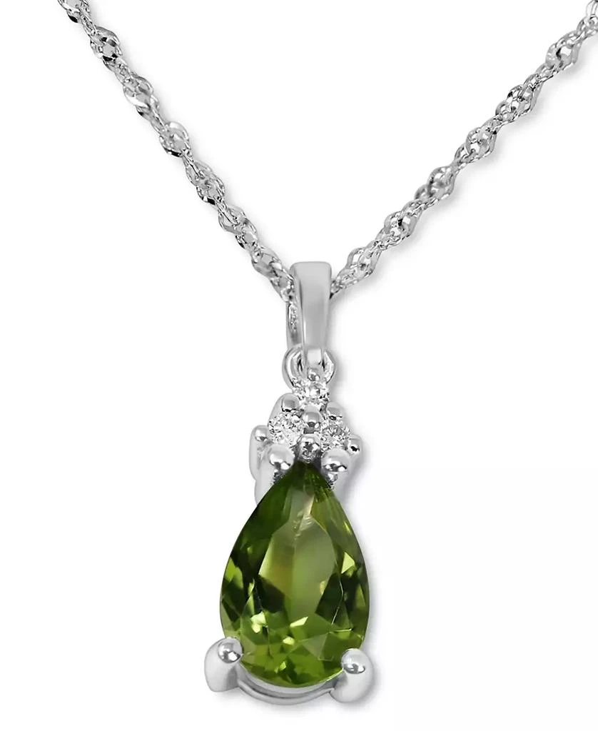 商品Macy's|Peridot (5/8 ct. t.w.) & Diamond Accent 18" Pendant Necklace in 14k White Gold,价格¥7483,第1张图片