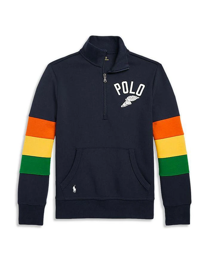 商品Ralph Lauren|Boys' Logo Double Knit Quarter Zip Sweatshirt - Little Kid,价格¥258,第5张图片详细描述