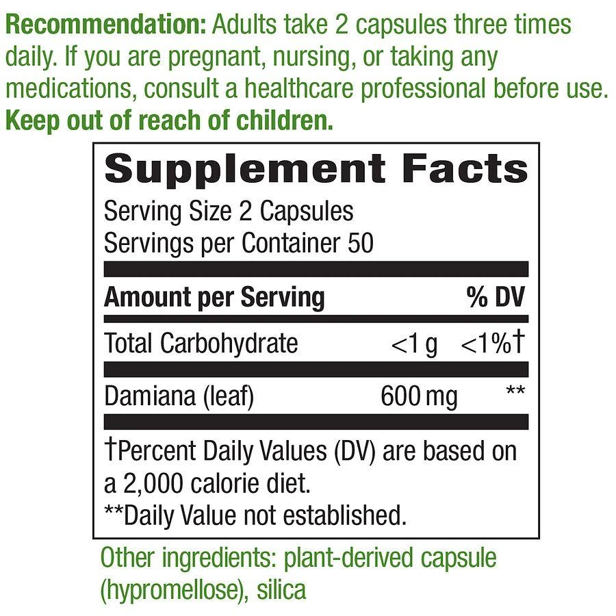 商品Nature's Way|Damiana Leaf Capsules,价格¥83,第5张图片详细描述