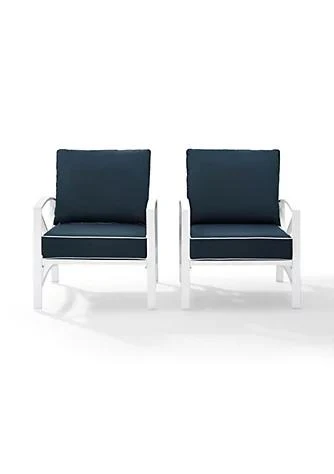 商品Crosley Furniture|Furniture Crosley Furniture Ko60013wh Nv Kaplan 2 Piece Outdoor Seating Set In White With Navy Cushions,价格¥4164,第1张图片
