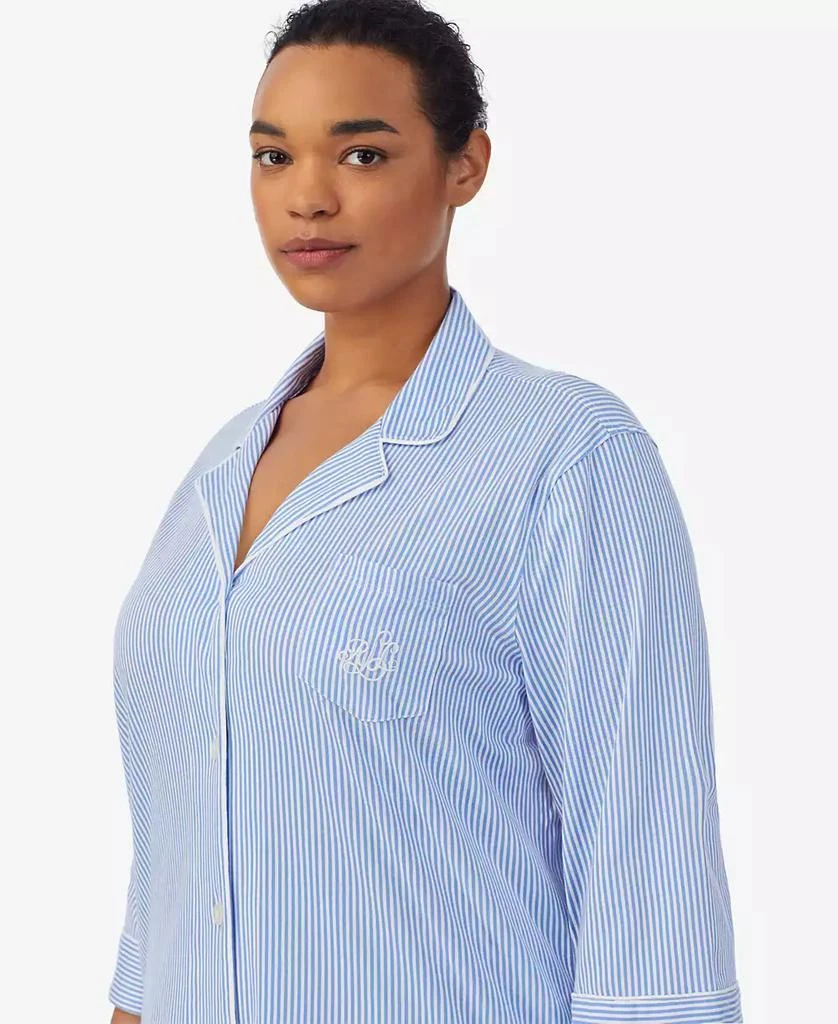 商品Ralph Lauren|Plus Size Button-Front Top and Pants Pajama Set,价格¥538,第3张图片详细描述