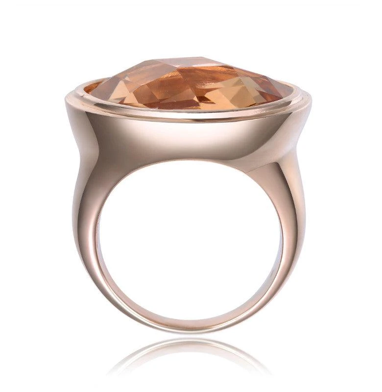 商品Genevive|GENEVIVE Sterling Silver Rose Gold Plated Morganite Cubic Zirconia Cocktail Ring,价格¥680,第2张图片详细描述