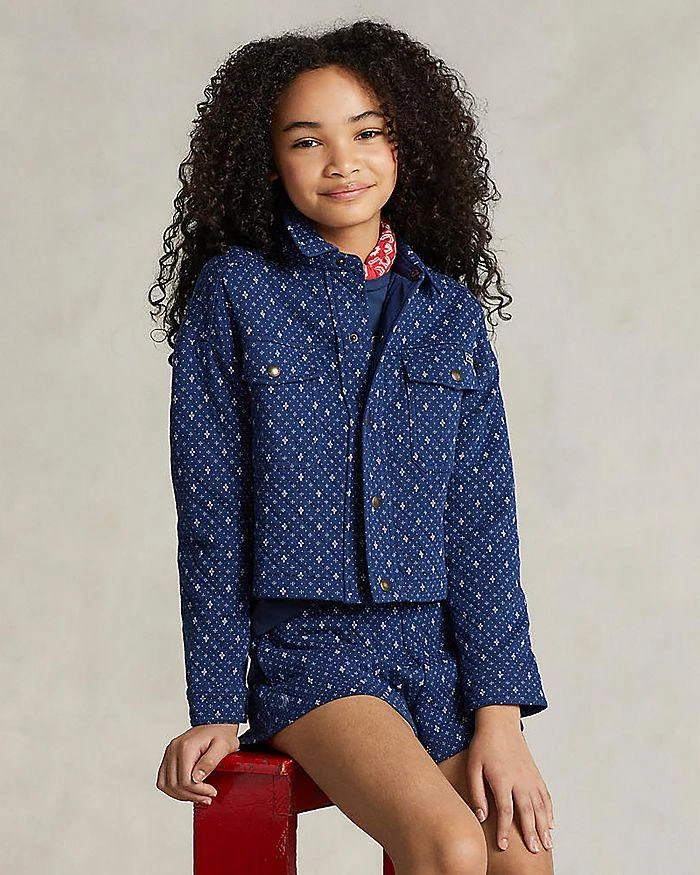 商品Ralph Lauren|Girls' Geometric Print Double Knit Shirt Jacket - Little Kid, Big Kid,价格¥1117,第1张图片