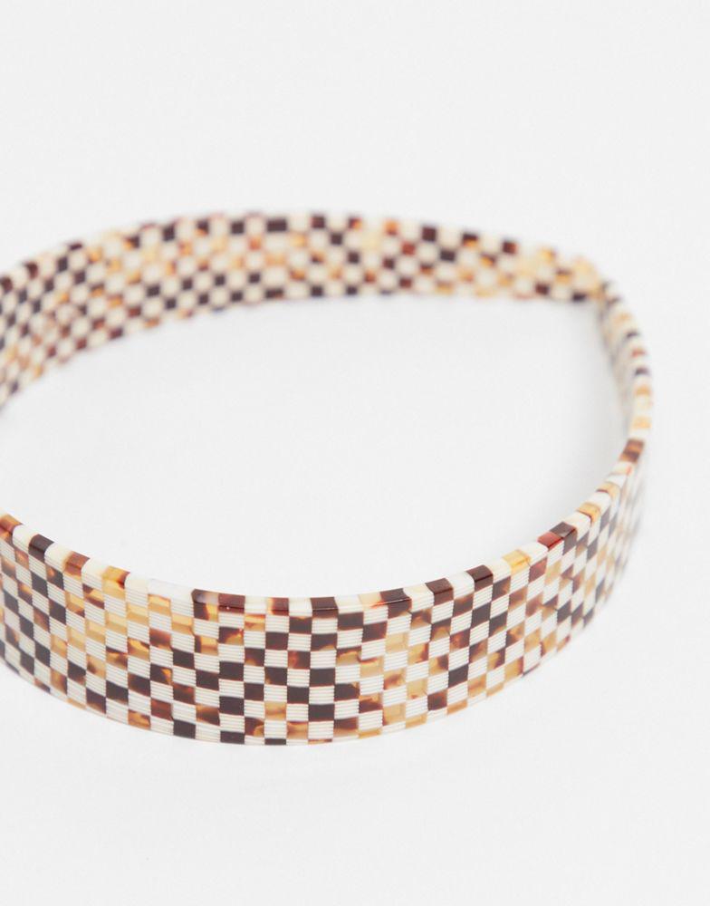 商品ASOS|ASOS DESIGN hairband in plastic checkerboard design,价格¥34,第5张图片详细描述