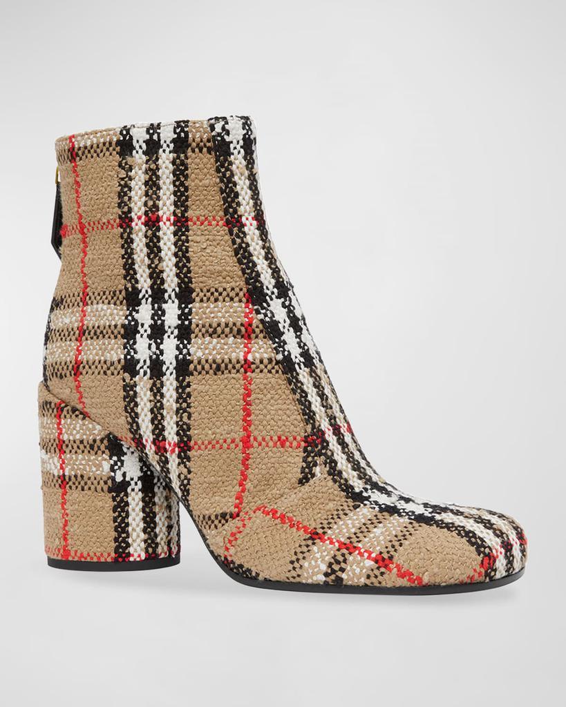 商品Burberry|Anita Check Block-Heel Ankle Boots,价格¥9276,第4张图片详细描述
