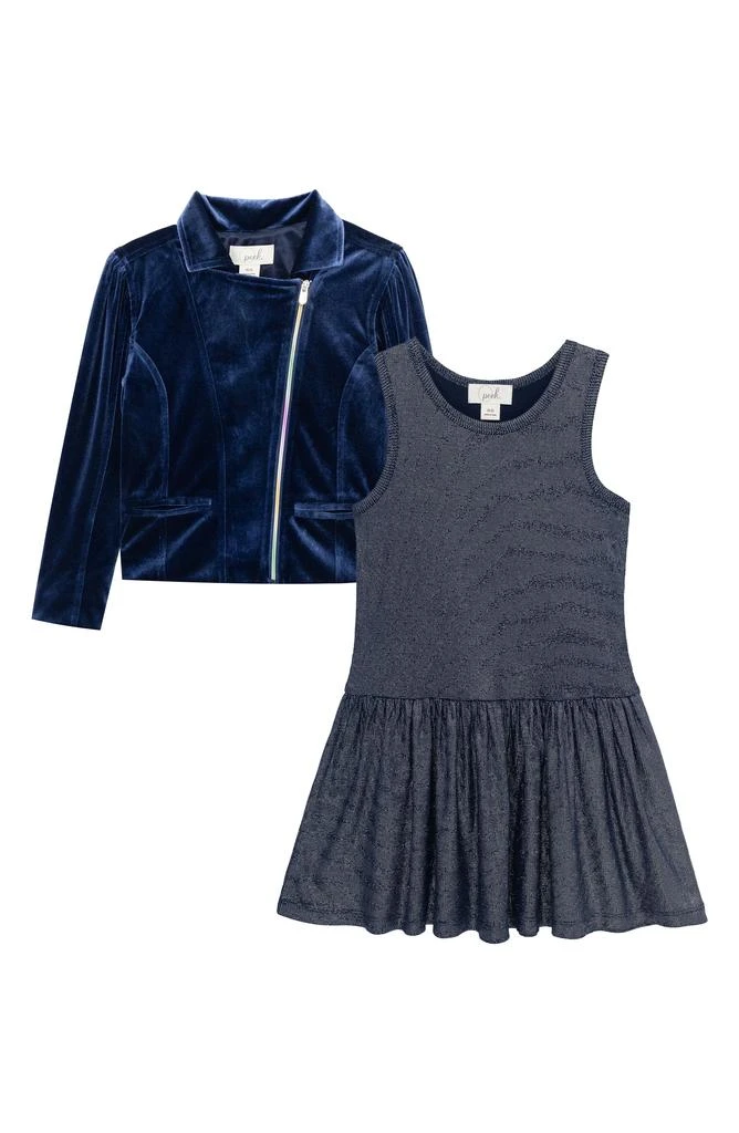 商品Peek Aren't You Curious|Kids' Velour Moto Jacket & Glitter Dress,价格¥113,第1张图片