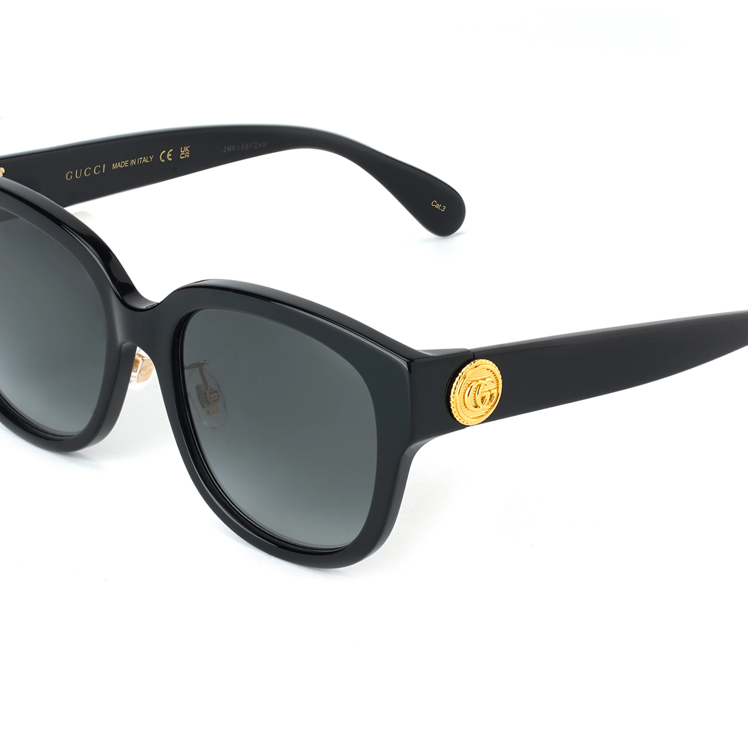 商品[国内直发] Gucci|古驰 Logo标识印花 不规则形 太阳眼镜 男女同款情侣款 黑色,价格¥2392,第10张图片详细描述