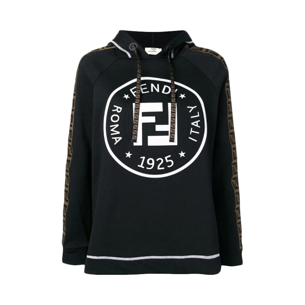 商品[国内直发] Fendi|Fendi 芬迪 女士黑色双F标志连帽衫 FAF105-A6ML-F13IY,价格¥4045,第1张图片