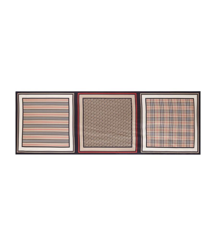商品Burberry|Monogram, Icon Stripe and Check Print Silk Scarf,价格¥3260,第4张图片详细描述