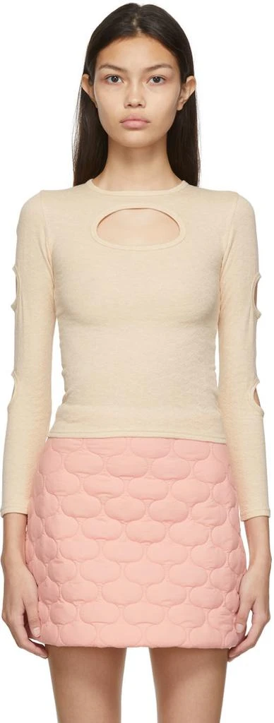 商品Sandy Liang|Beige Nellie Long Sleeve T-Shirt,价格¥502,第1张图片