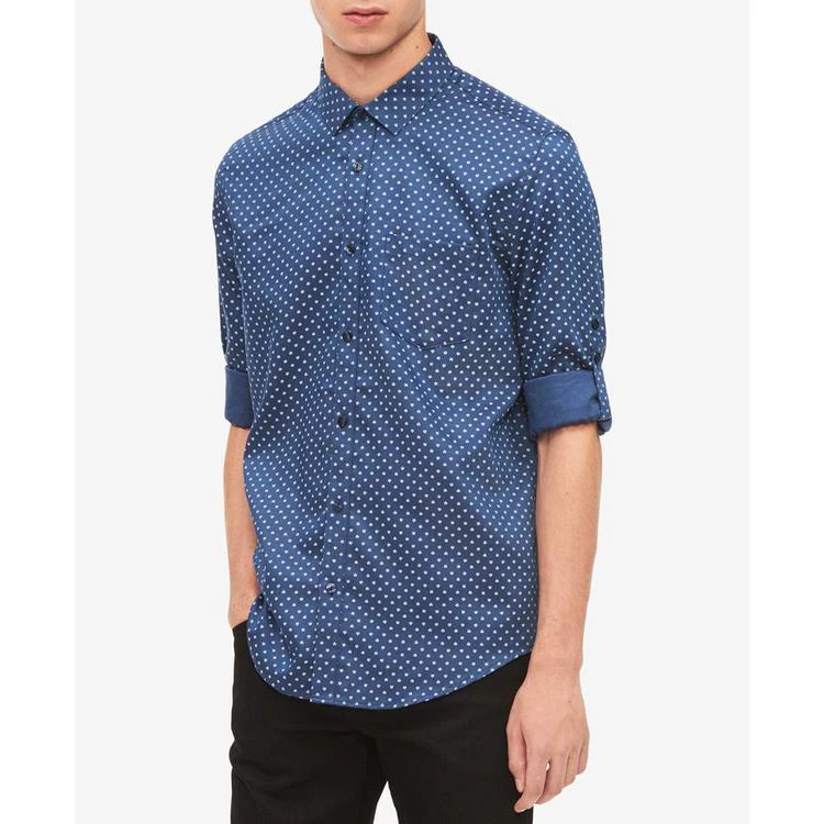 商品Calvin Klein|Men's Mid-Scale Dot Twill Roll-Up Shirt,价格¥207,第1张图片