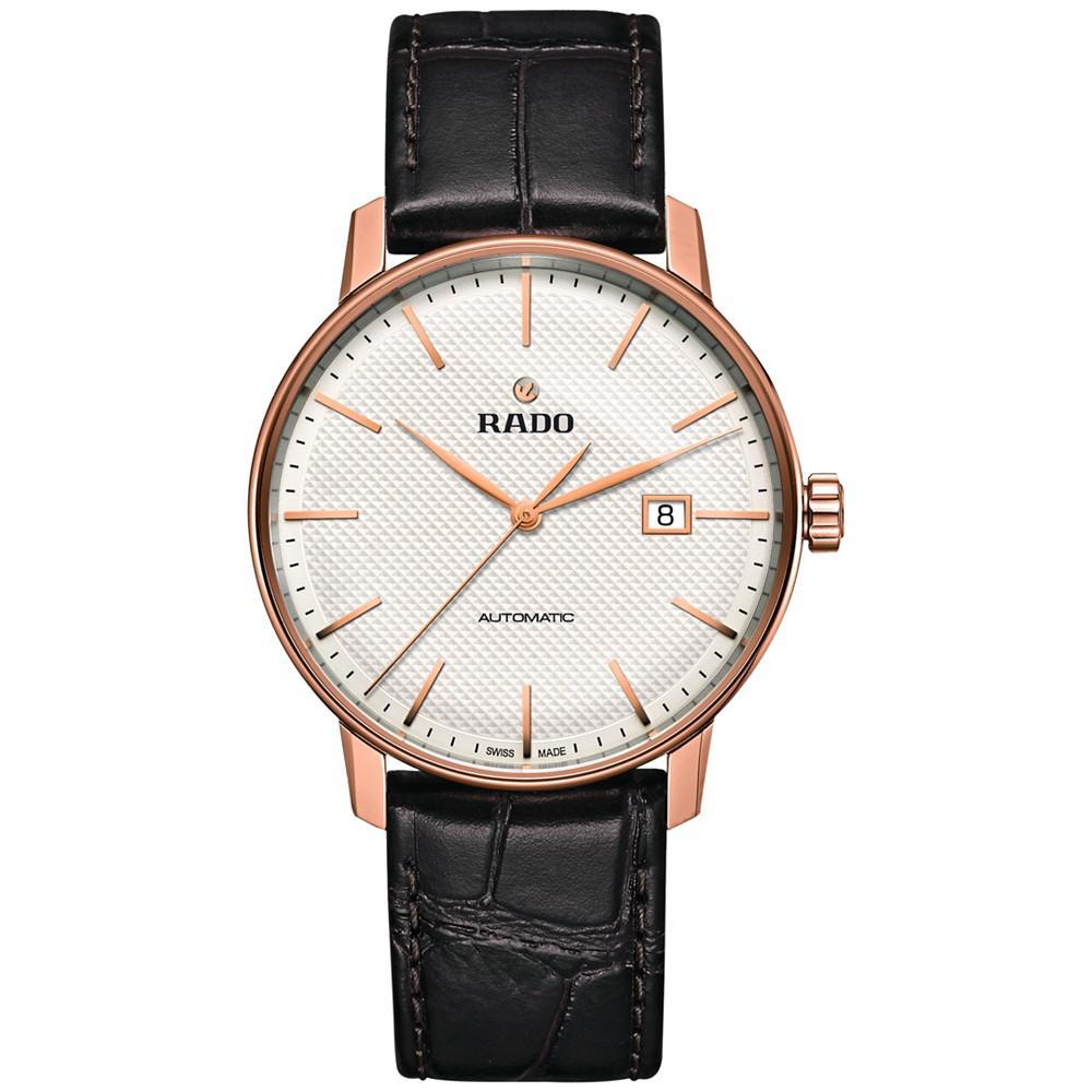 商品Rado|Men's Swiss Automatic Coupole Classic Dark Brown Leather Strap Watch 41mm R22877025,价格¥9541,第1张图片