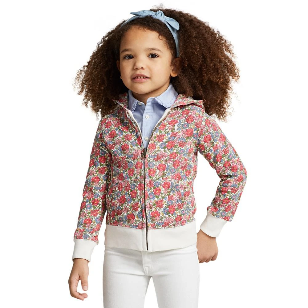 商品Ralph Lauren|Toddler and Little Girls Floral Spa Terry Full-Zip Hoodie,价格¥171,第1张图片