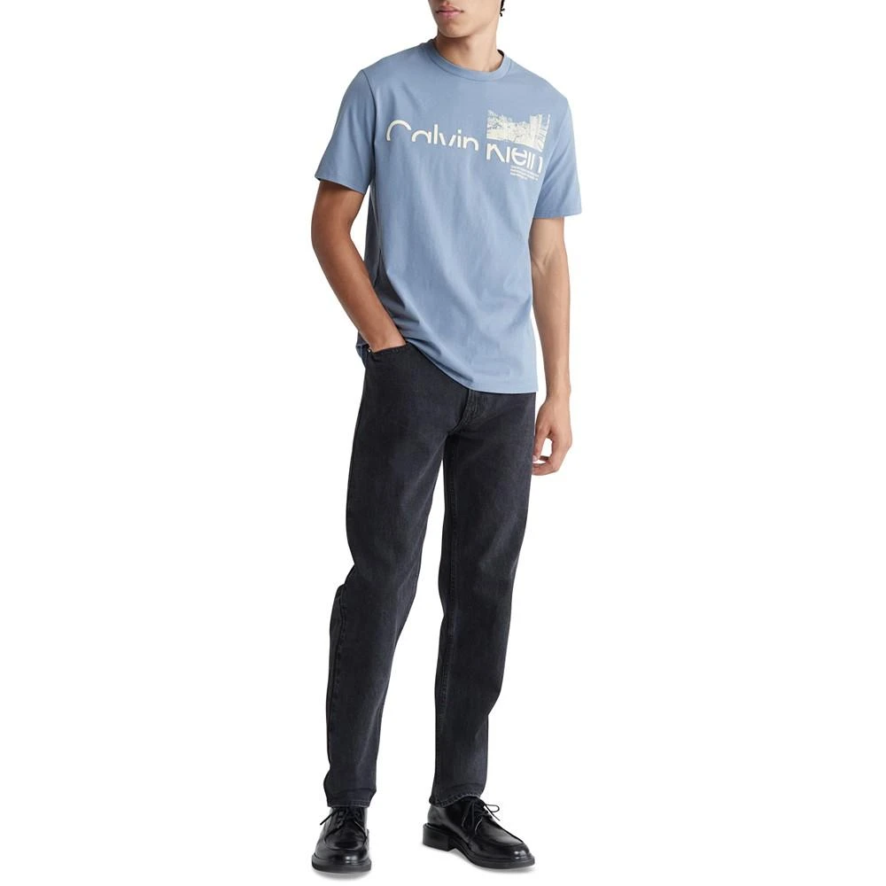 商品Calvin Klein|Men's Regular-Fit Cutoff Logo Cityscape Graphic T-Shirt,价格¥187,第4张图片详细描述