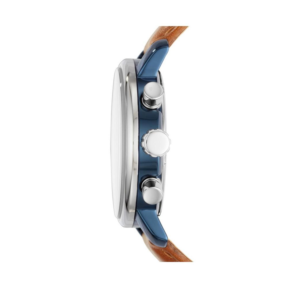 Men's Rhett Chronograph Silver-Tone Leather Watch 42mm商品第2张图片规格展示