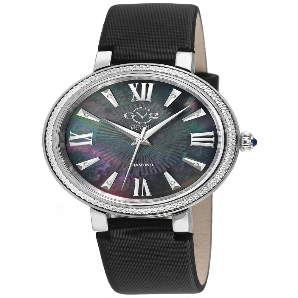 商品Gevril|Women's Genoa Swiss Quartz Italian Black Leather Strap Watch 36mm,价格¥4799,第1张图片