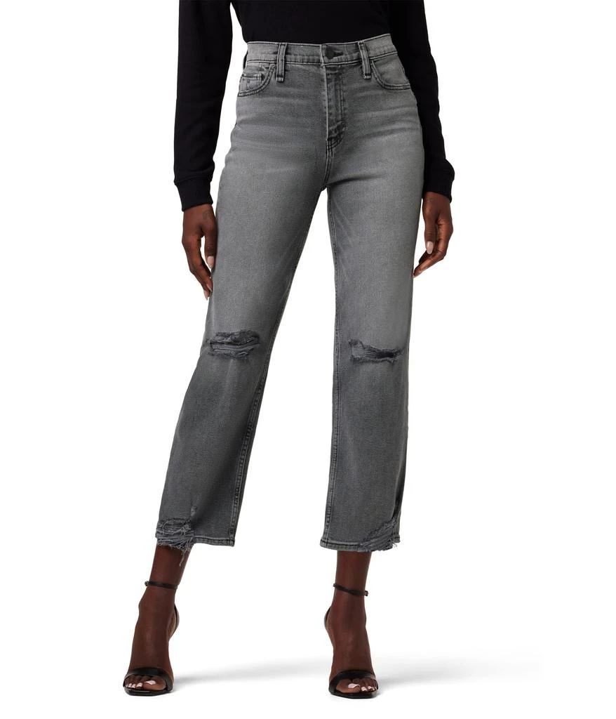 商品Hudson|Remi High-Rise Straight Crop in Stone Grey Destructed,价格¥1269,第1张图片