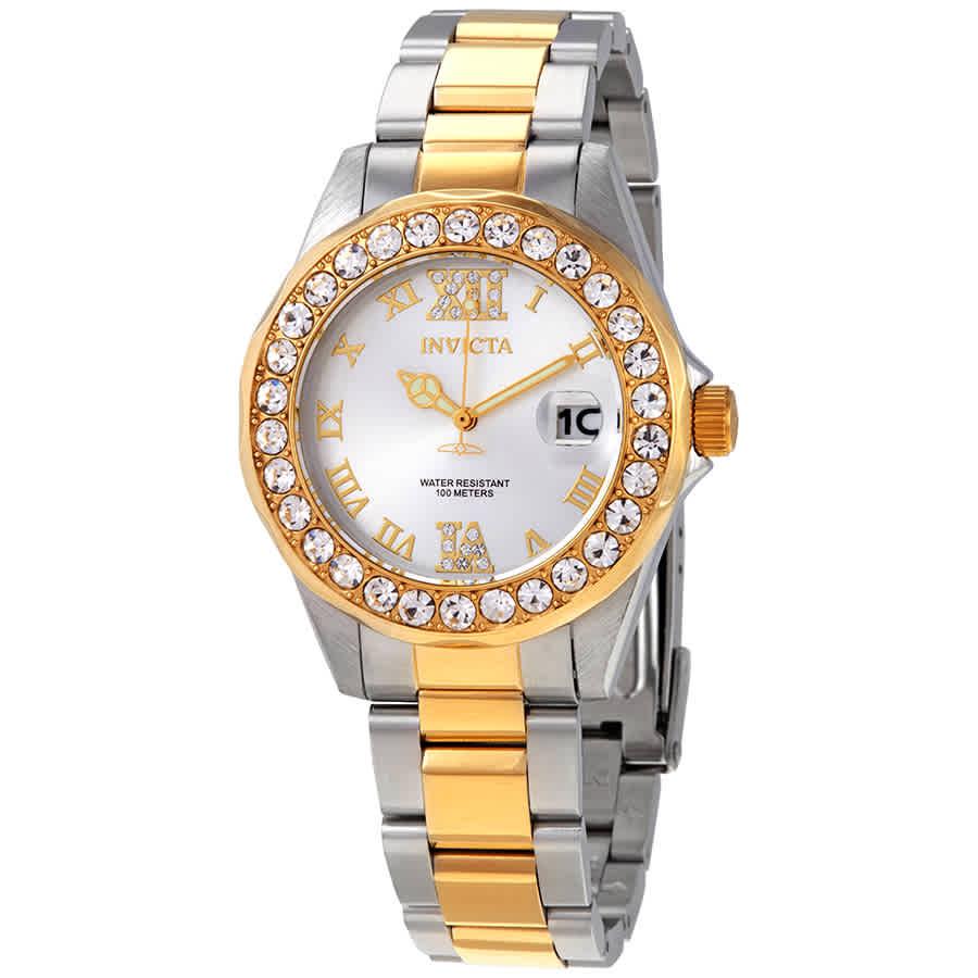 Invicta Pro Diver Lady Silver Sunray Dial Two-tone Ladies Watch 20215商品第1张图片规格展示