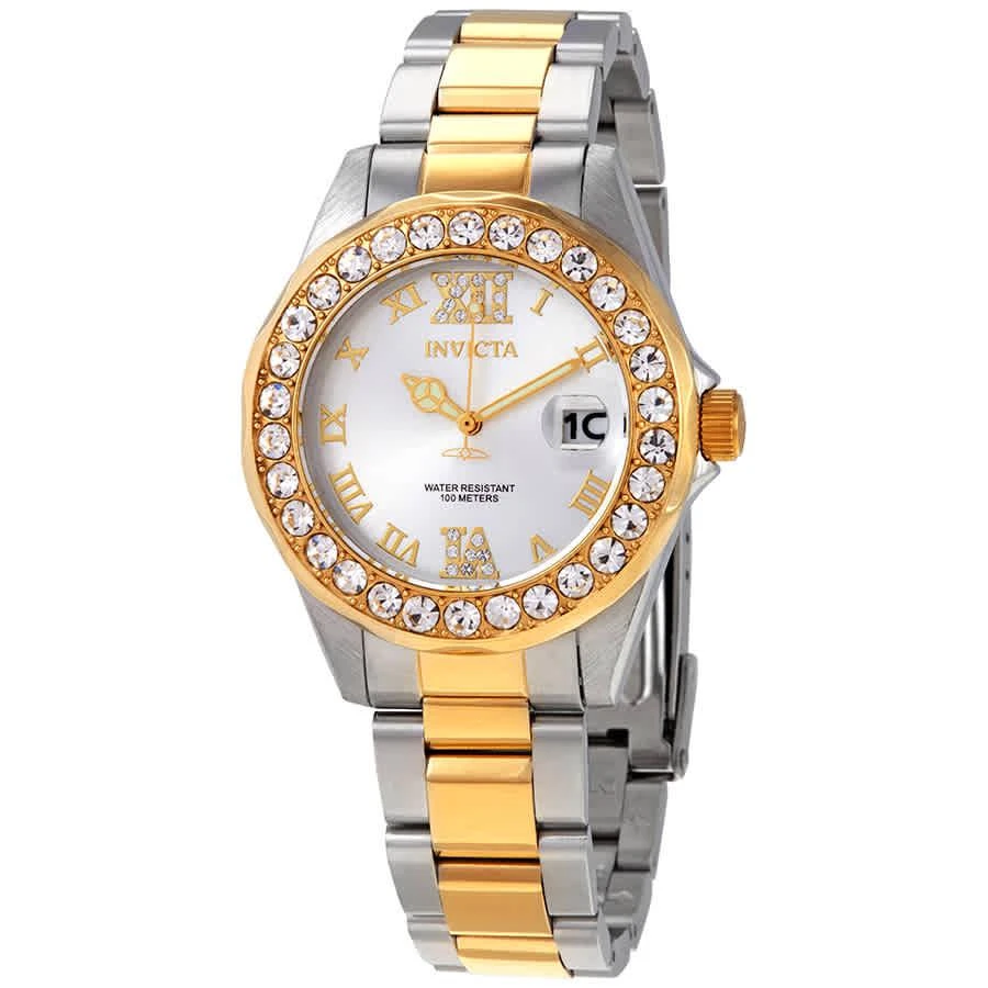 商品Invicta|Invicta Pro Diver Lady Silver Sunray Dial Two-tone Ladies Watch 20215,价格¥477,第1张图片